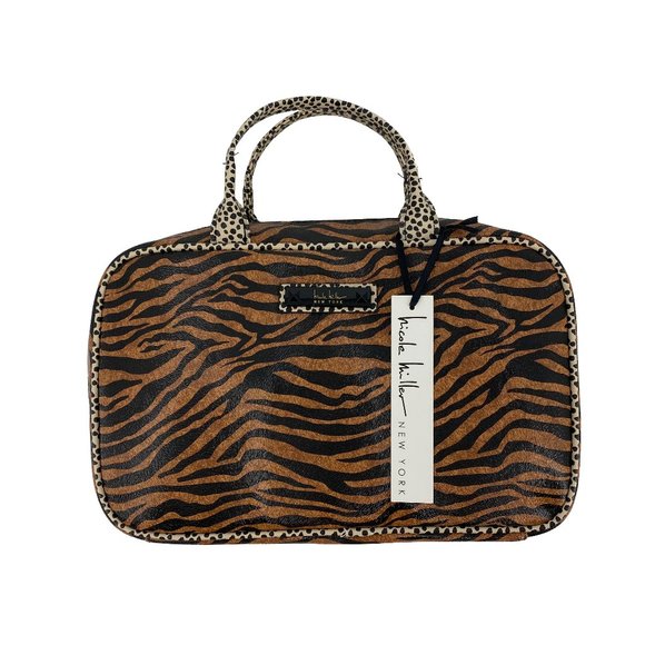 NICOLE MILLER NEW YORK Mixed Tiger Cheetah Print Cosmetic Skincare Travel Bag - Picture 1 of 11